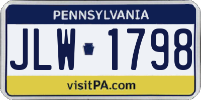 PA license plate JLW1798