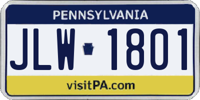 PA license plate JLW1801