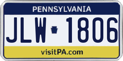 PA license plate JLW1806