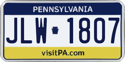 PA license plate JLW1807