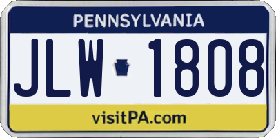 PA license plate JLW1808