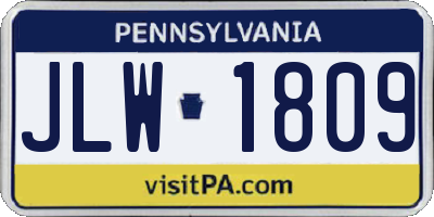 PA license plate JLW1809