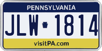 PA license plate JLW1814