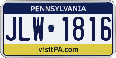 PA license plate JLW1816