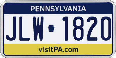 PA license plate JLW1820