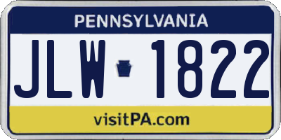 PA license plate JLW1822