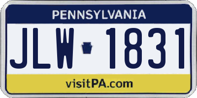 PA license plate JLW1831