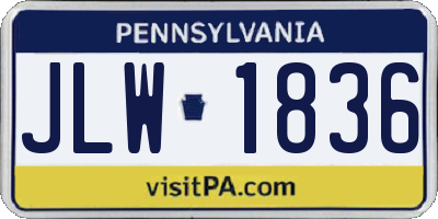 PA license plate JLW1836