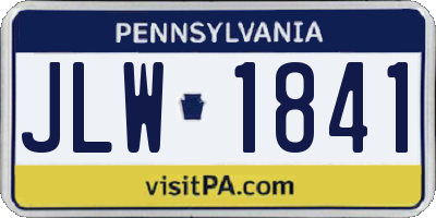 PA license plate JLW1841