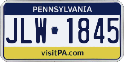 PA license plate JLW1845