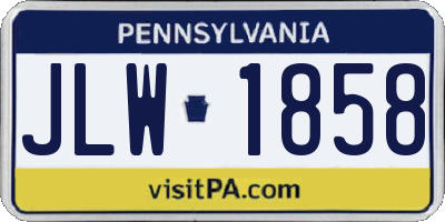 PA license plate JLW1858