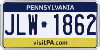 PA license plate JLW1862