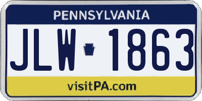 PA license plate JLW1863