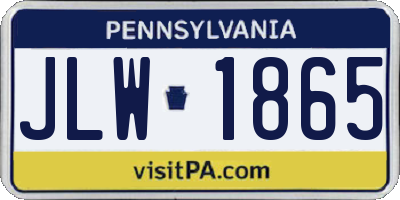PA license plate JLW1865