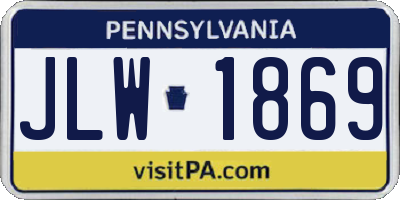 PA license plate JLW1869