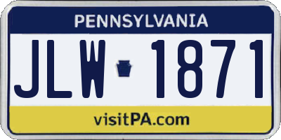 PA license plate JLW1871