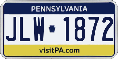 PA license plate JLW1872