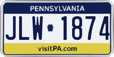 PA license plate JLW1874