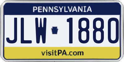 PA license plate JLW1880