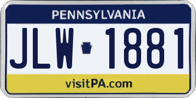 PA license plate JLW1881