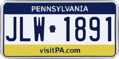 PA license plate JLW1891