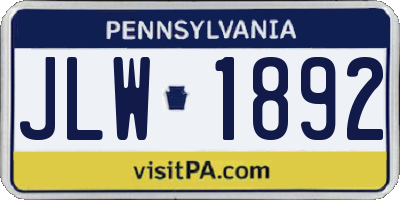 PA license plate JLW1892