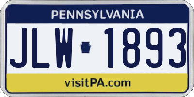 PA license plate JLW1893