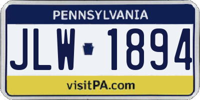 PA license plate JLW1894