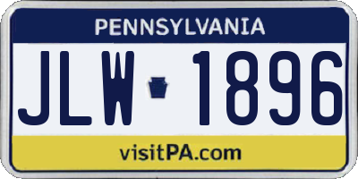 PA license plate JLW1896