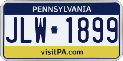 PA license plate JLW1899