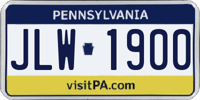 PA license plate JLW1900