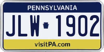 PA license plate JLW1902