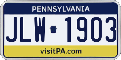 PA license plate JLW1903