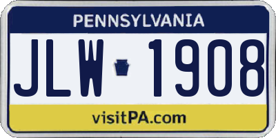PA license plate JLW1908