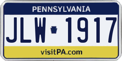 PA license plate JLW1917