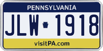 PA license plate JLW1918