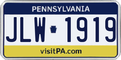 PA license plate JLW1919