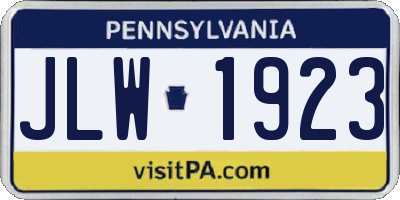 PA license plate JLW1923
