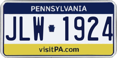 PA license plate JLW1924