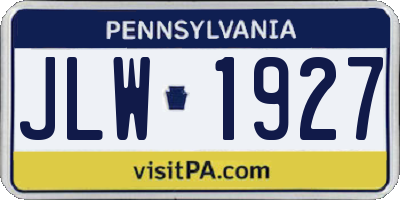 PA license plate JLW1927