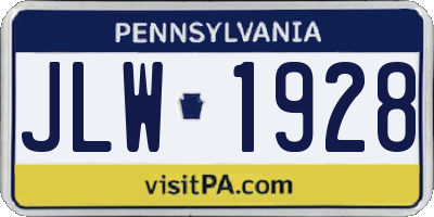 PA license plate JLW1928