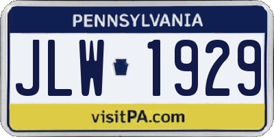 PA license plate JLW1929