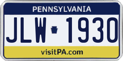 PA license plate JLW1930