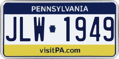 PA license plate JLW1949