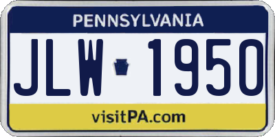 PA license plate JLW1950
