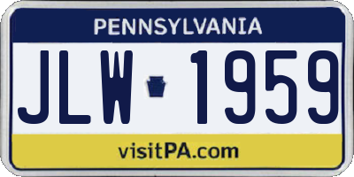 PA license plate JLW1959