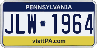 PA license plate JLW1964