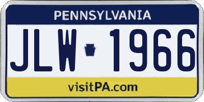PA license plate JLW1966