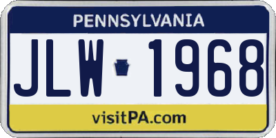 PA license plate JLW1968