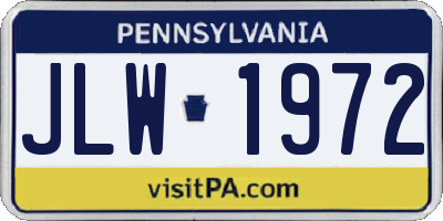 PA license plate JLW1972